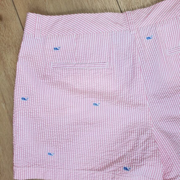 Vineyard Vines Womens Seersucker Pink White Nautical Whale Size L Beachy Preppy - Picture 9 of 14